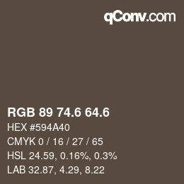 カラーコード: RGB 89 74.6 64.6 | qconv.com