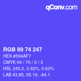 颜色代码: RGB 89 74 247 | qconv.com