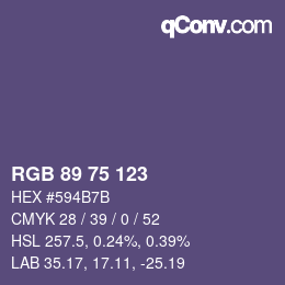 Color code: RGB 89 75 123 | qconv.com