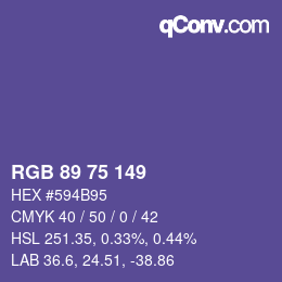 Color code: RGB 89 75 149 | qconv.com
