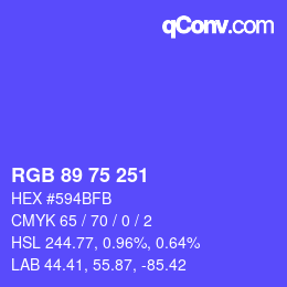 Color code: RGB 89 75 251 | qconv.com
