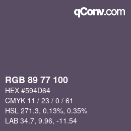 Color code: RGB 89 77 100 | qconv.com