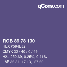 Color code: RGB 89 78 130 | qconv.com