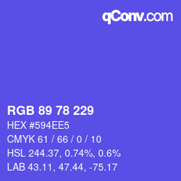 颜色代码: RGB 89 78 229 | qconv.com