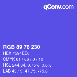 颜色代码: RGB 89 78 230 | qconv.com