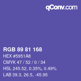 カラーコード: RGB 89 81 168 | qconv.com