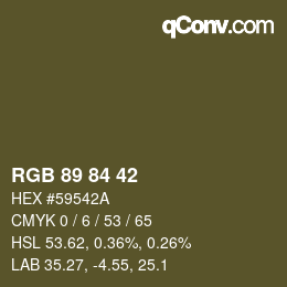 カラーコード: RGB 89 84 42 | qconv.com