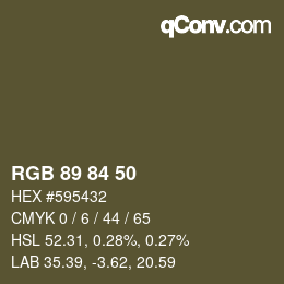 Farbcode: RGB 89 84 50 | qconv.com