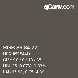 颜色代码: RGB 89 84 77 | qconv.com