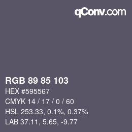 颜色代码: RGB 89 85 103 | qconv.com