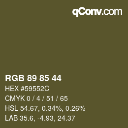 Color code: RGB 89 85 44 | qconv.com