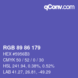 Color code: RGB 89 86 179 | qconv.com