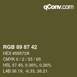 カラーコード: RGB 89 87 42 | qconv.com