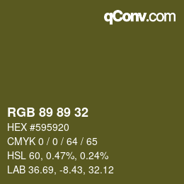 Color code: RGB 89 89 32 | qconv.com