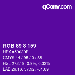 カラーコード: RGB 89 8 159 | qconv.com