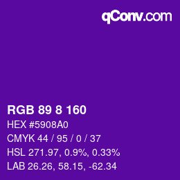 カラーコード: RGB 89 8 160 | qconv.com