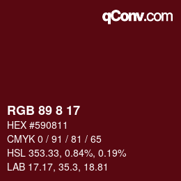 颜色代码: RGB 89 8 17 | qconv.com