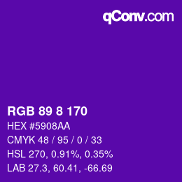 Color code: RGB 89 8 170 | qconv.com