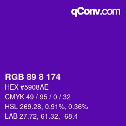 Color code: RGB 89 8 174 | qconv.com