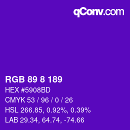 カラーコード: RGB 89 8 189 | qconv.com