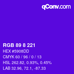 Color code: RGB 89 8 221 | qconv.com