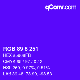 Código de color: RGB 89 8 251 | qconv.com