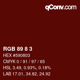 颜色代码: RGB 89 8 3 | qconv.com