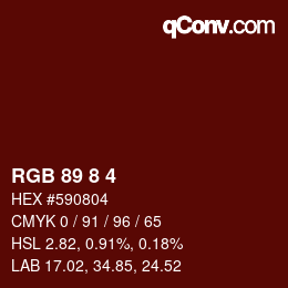 颜色代码: RGB 89 8 4 | qconv.com