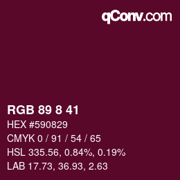 颜色代码: RGB 89 8 41 | qconv.com