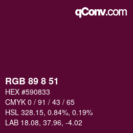 Color code: RGB 89 8 51 | qconv.com