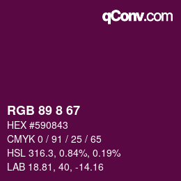 Color code: RGB 89 8 67 | qconv.com