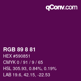 Color code: RGB 89 8 81 | qconv.com