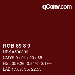 颜色代码: RGB 89 8 9 | qconv.com