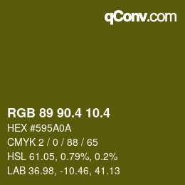 カラーコード: RGB 89 90.4 10.4 | qconv.com