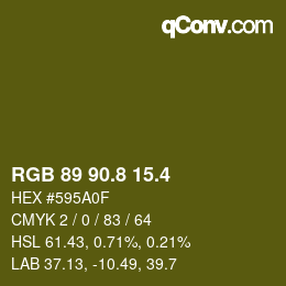カラーコード: RGB 89 90.8 15.4 | qconv.com