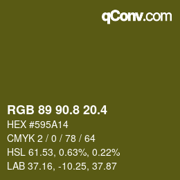 カラーコード: RGB 89 90.8 20.4 | qconv.com