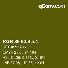 カラーコード: RGB 89 90.8 5.4 | qconv.com