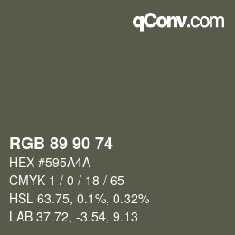 Código de color: RGB 89 90 74 | qconv.com