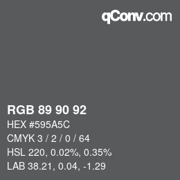 Color code: RGB 89 90 92 | qconv.com