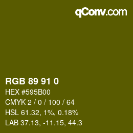 Color code: RGB 89 91 0 | qconv.com