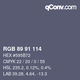 カラーコード: RGB 89 91 114 | qconv.com