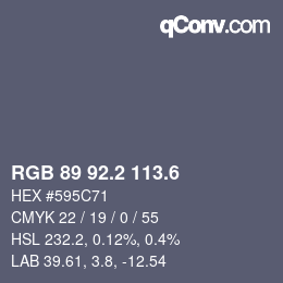カラーコード: RGB 89 92.2 113.6 | qconv.com