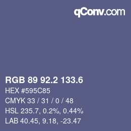 カラーコード: RGB 89 92.2 133.6 | qconv.com