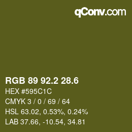 カラーコード: RGB 89 92.2 28.6 | qconv.com