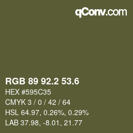 カラーコード: RGB 89 92.2 53.6 | qconv.com