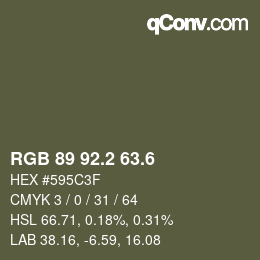 カラーコード: RGB 89 92.2 63.6 | qconv.com