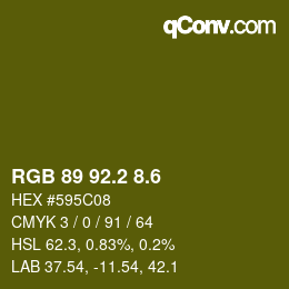 カラーコード: RGB 89 92.2 8.6 | qconv.com