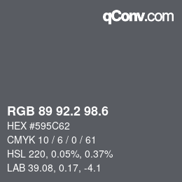 カラーコード: RGB 89 92.2 98.6 | qconv.com