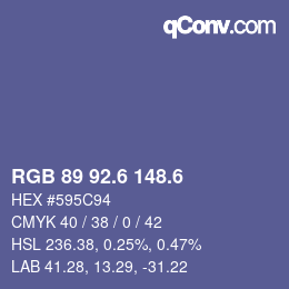 カラーコード: RGB 89 92.6 148.6 | qconv.com