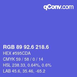 カラーコード: RGB 89 92.6 218.6 | qconv.com